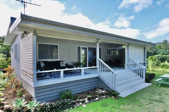 exterior of Tumutoa Beach House, a recently built modern two bedroom home